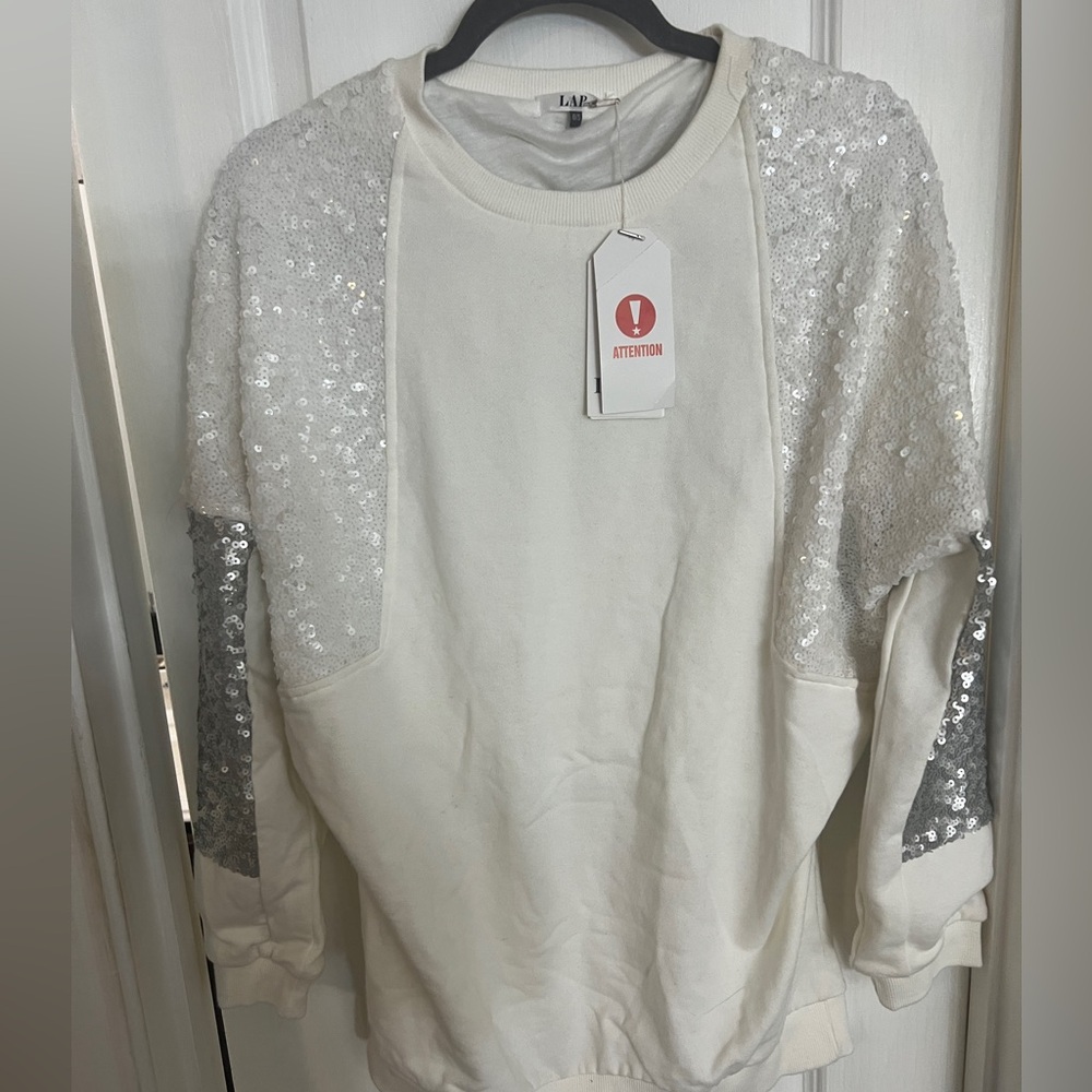 Women's White Sequin Sweater